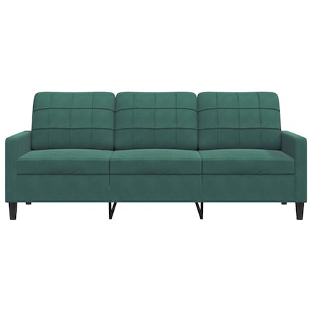 vidaXL Sofa 3-osobowa, ciemnozielony, 180 cm, obita aksamitem
