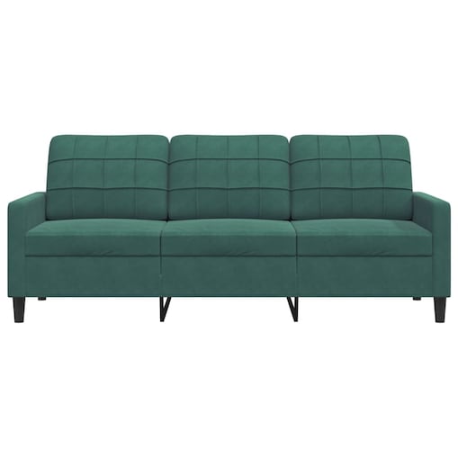 vidaXL Sofa 3-osobowa, ciemnozielony, 180 cm, obita aksamitem