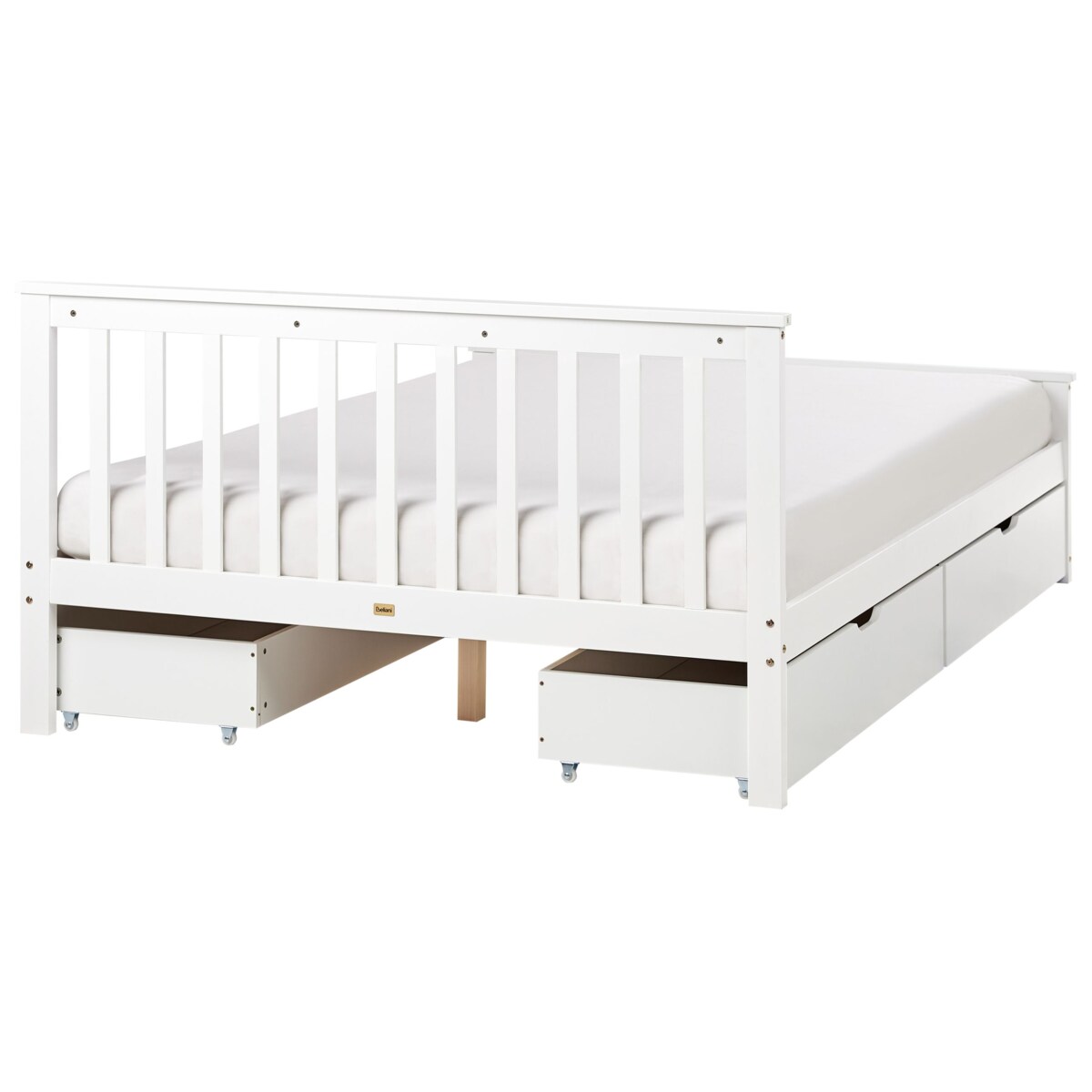 Łóżko ze schowkiem OLENDON 140 x 200 cm Z miejscem do przechowywania Drewno Biały