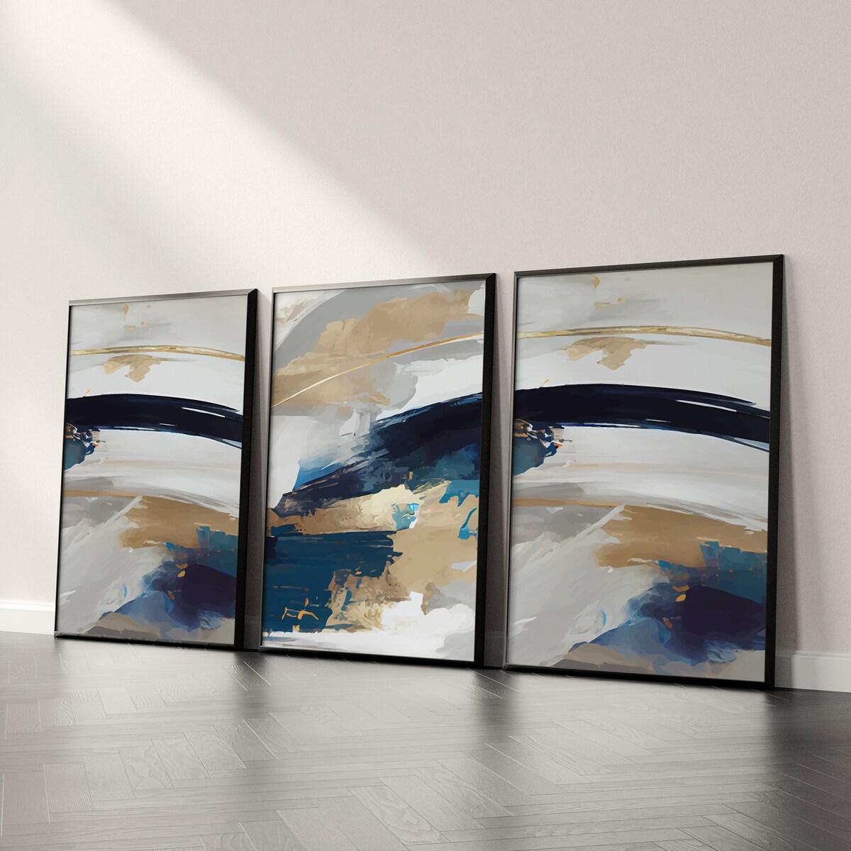 ZESTAW 3X PLAKAT W RAMIE DO SYPIALNI PASTELOWA ABSTRAKCJA AKWARELE 60x80cm