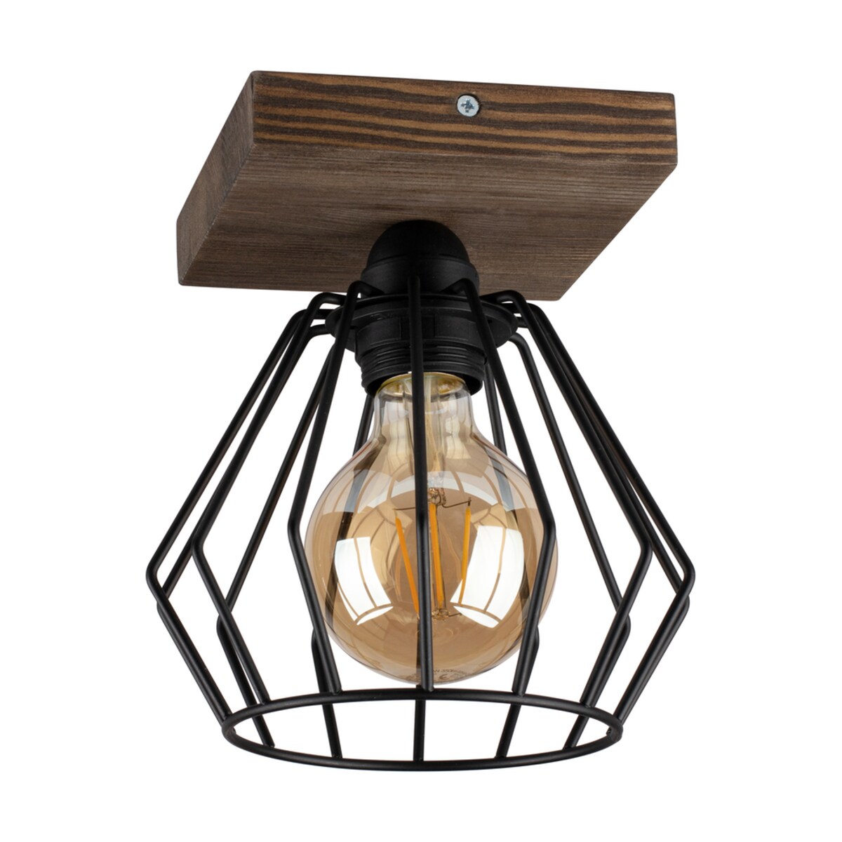 Drewniana Lampa Sufitowa BRITOP Lighting 1xE27 Max.60W Drewno Sosnowe Orzechowe FSC z Czarnym Kloszem, 1 szt.