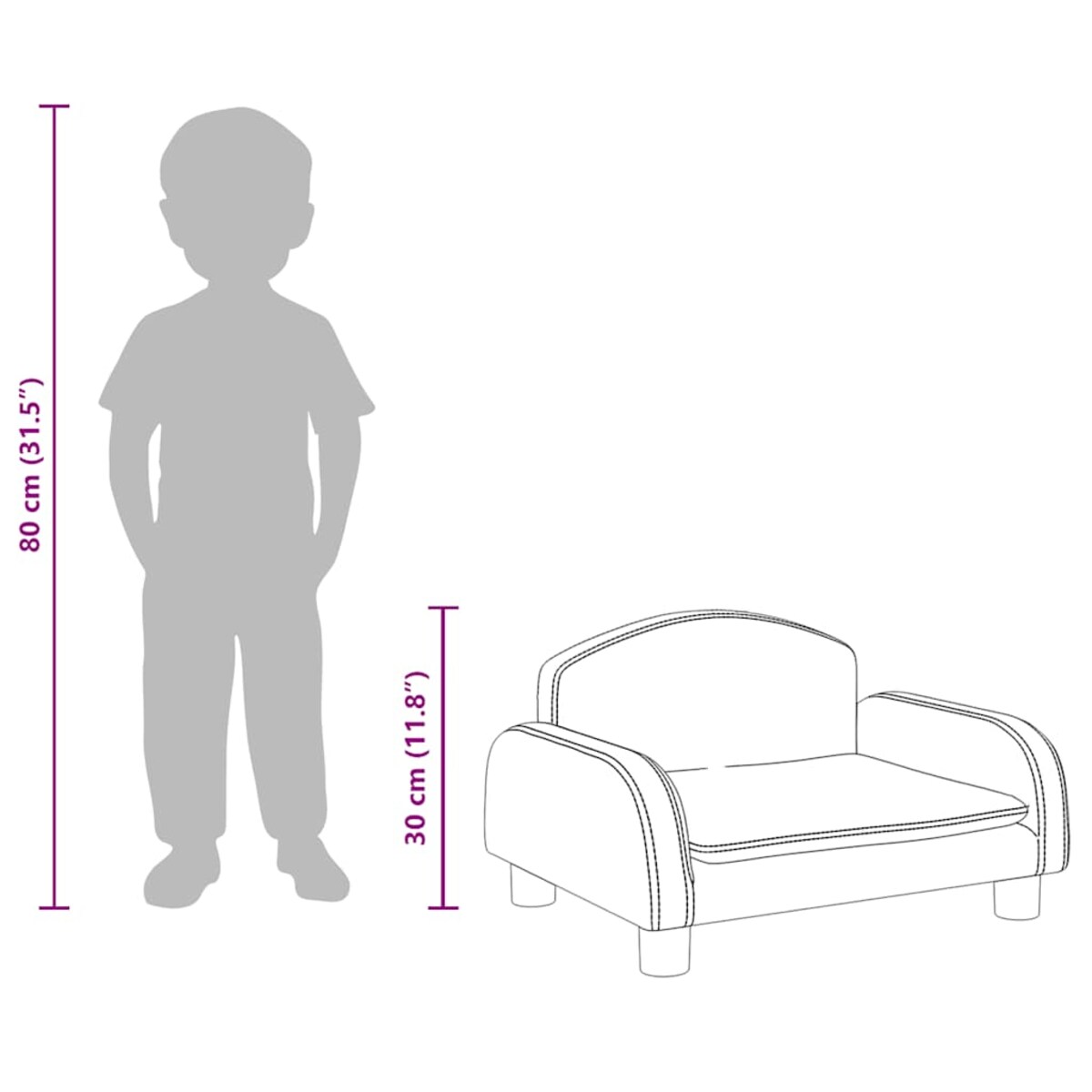 vidaXL Sofa dla dzieci, cappuccino, 50x40x30 cm, sztuczna skóra