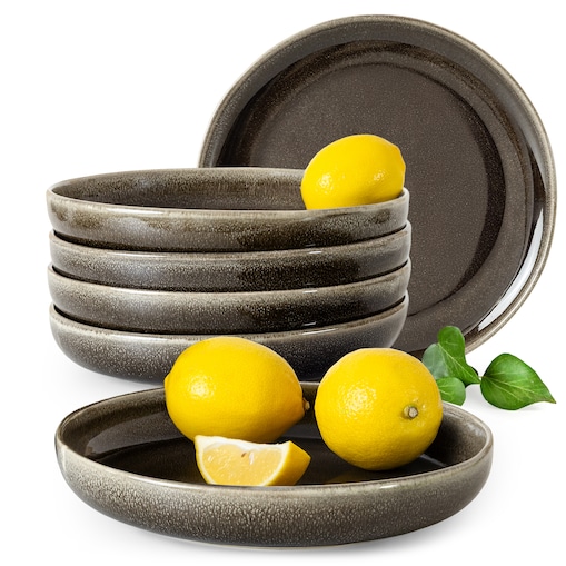 EDA Talerz głęboki 6 szt., brązowy/szary/beżowy