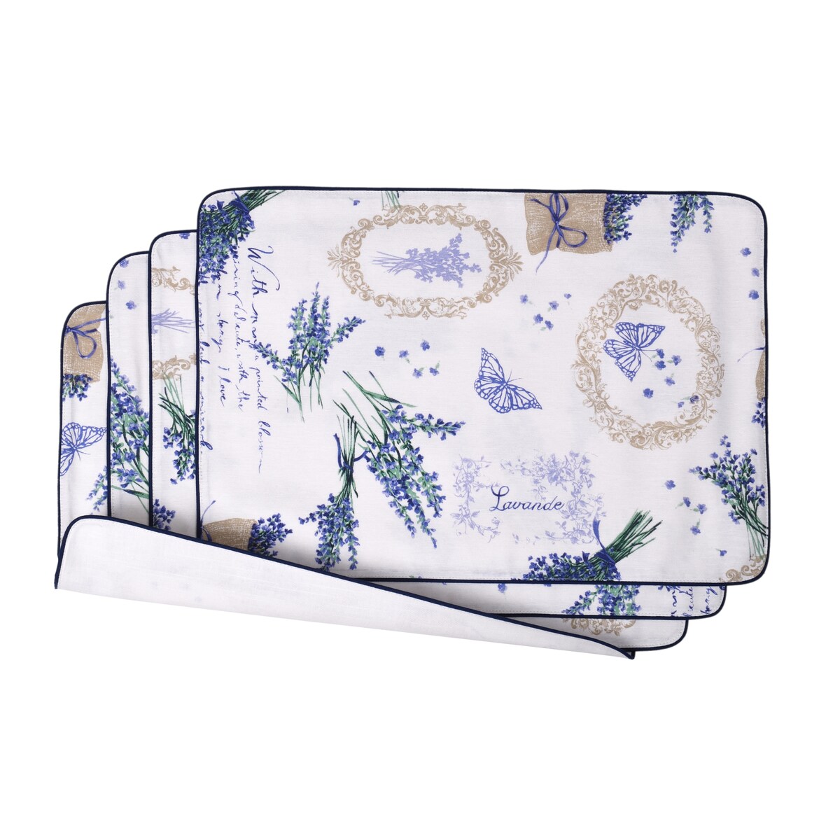 Podkładki dwustronne Lavender & White Panama