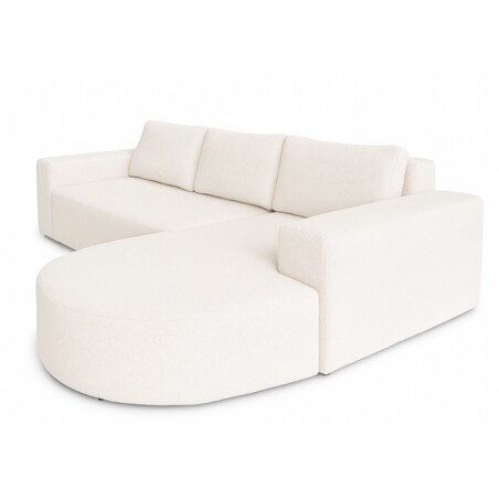 Narożnik Vello z funkcją spania do salonu,prawostronny- tkanina boucle-ecru