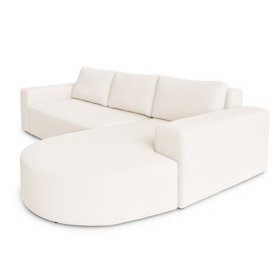 Narożnik Vello z funkcją spania do salonu,prawostronny- tkanina boucle-ecru