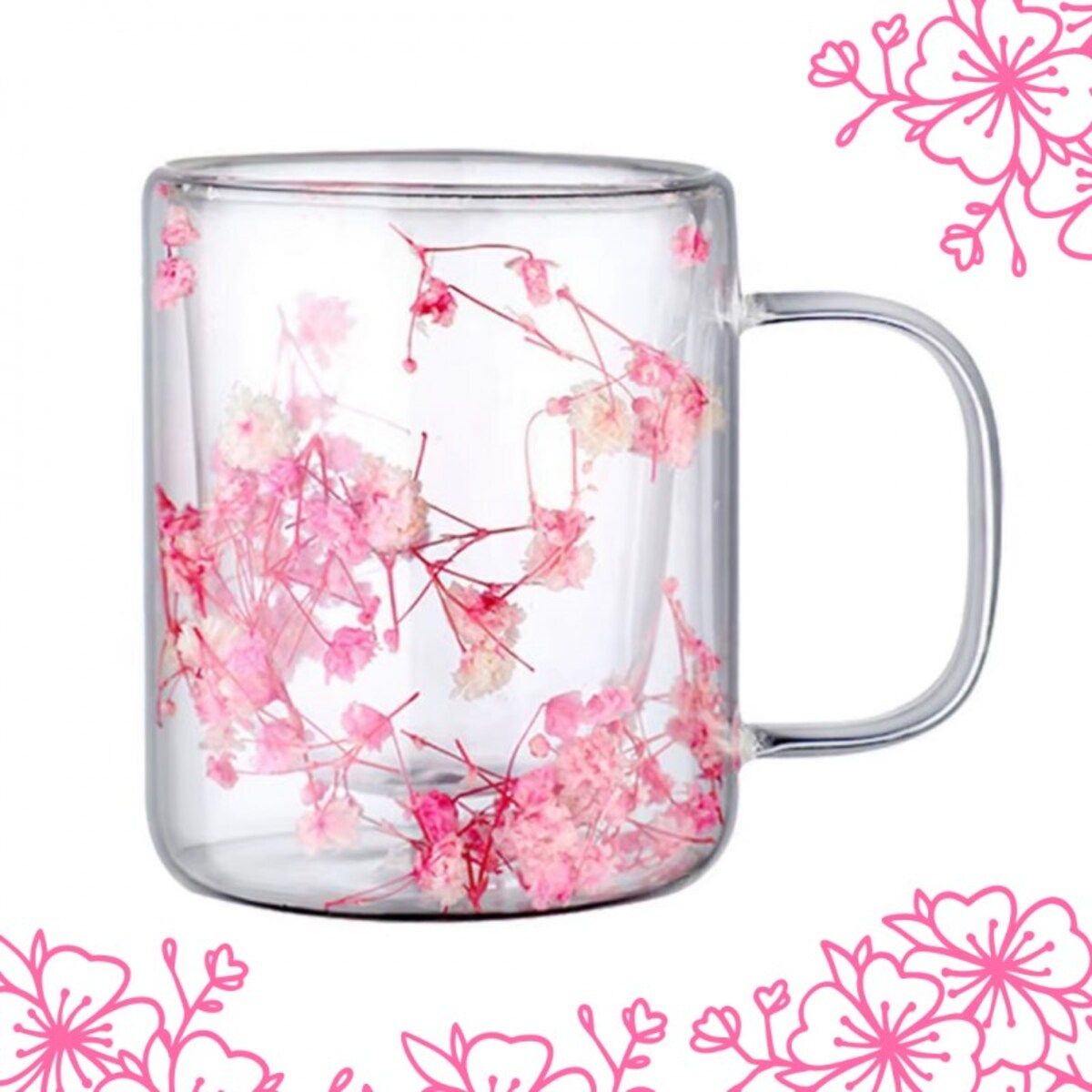 Szklanka termiczna z kwiatami w środku, róż - 200 ml 1szt SZK133