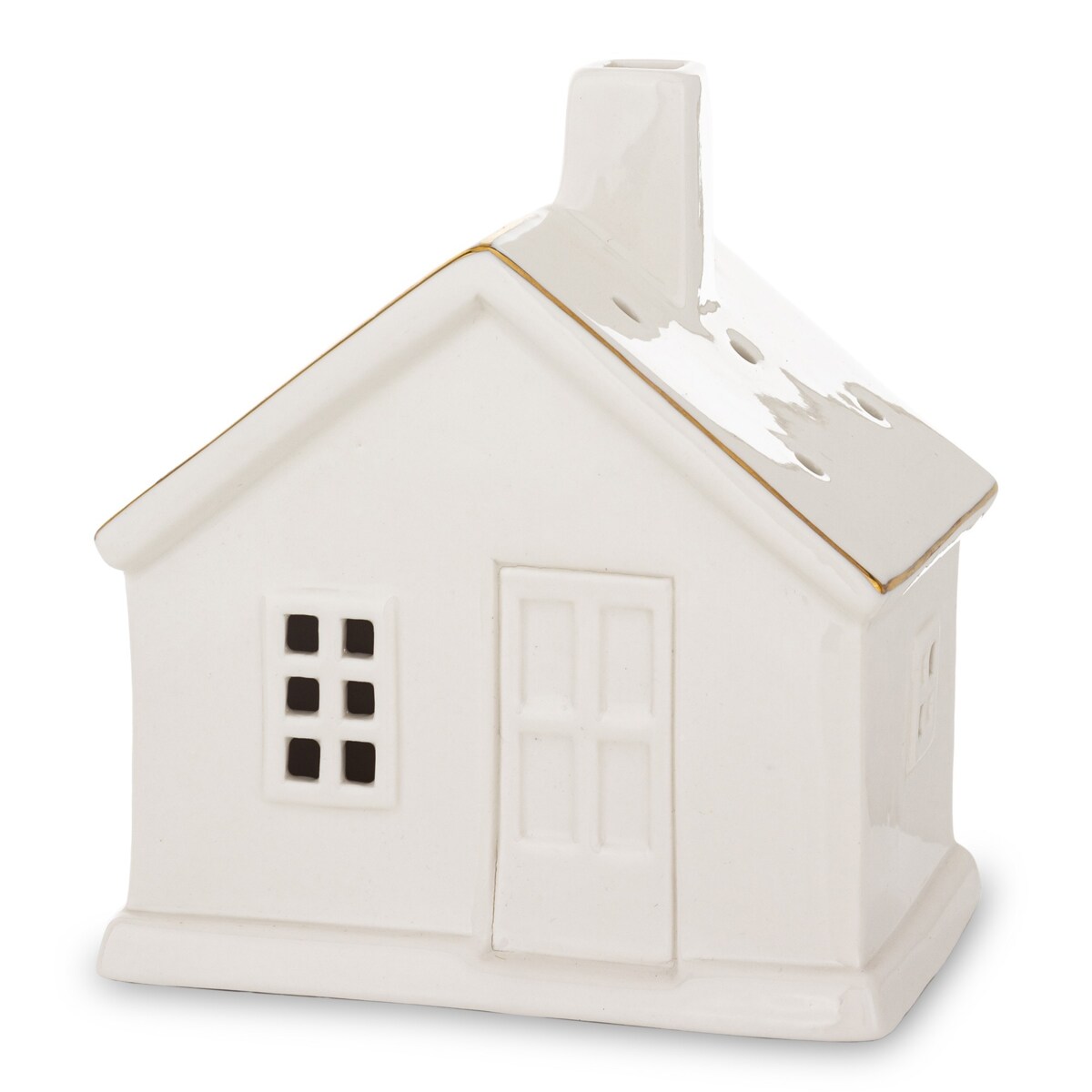 Ceramiczny biały domek LED 13x11,5 cm ADANI - III