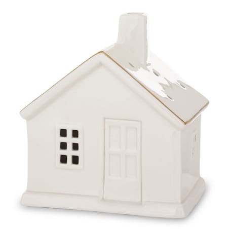 Ceramiczny biały domek LED 13x11,5 cm ADANI - III