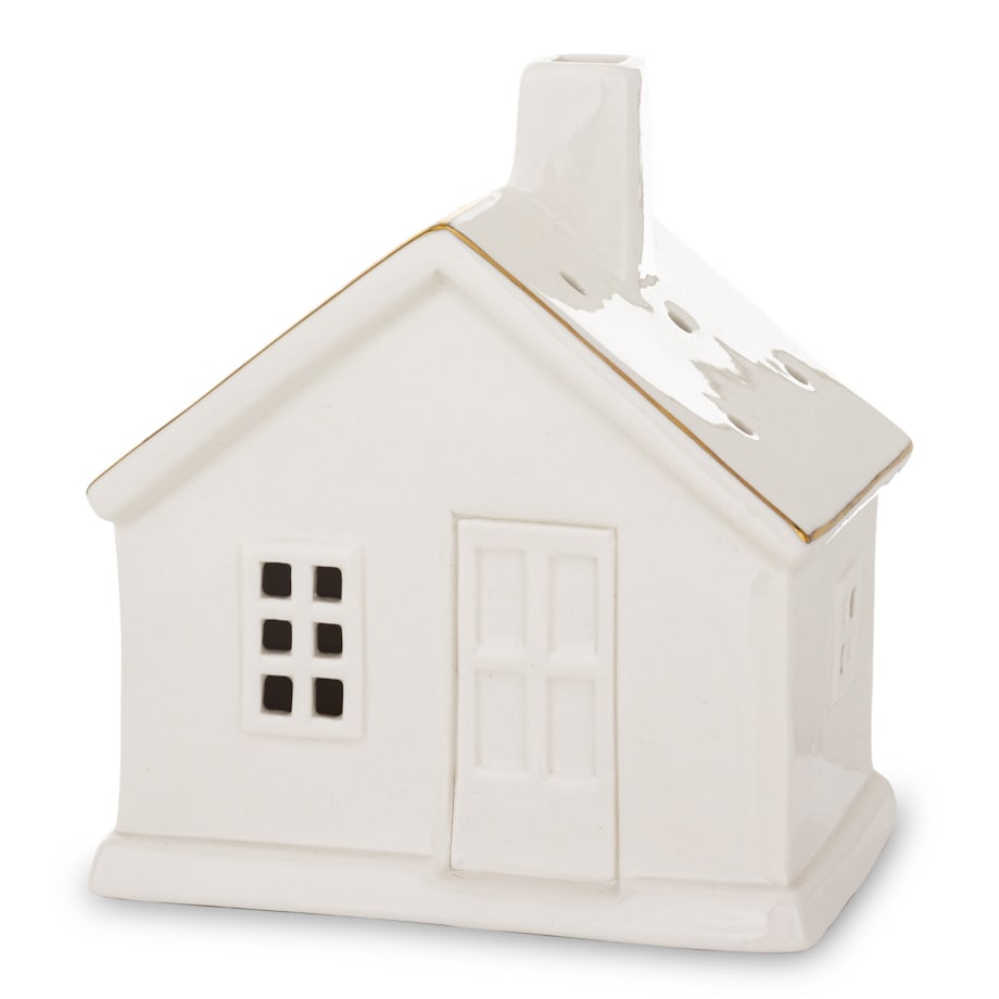 Ceramiczny biały domek LED 13x11,5 cm ADANI - III