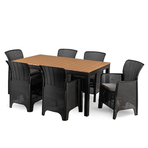 Zestaw Mebli Ogrodowych Na Taras Ogród Technorattan Czarny Dąb