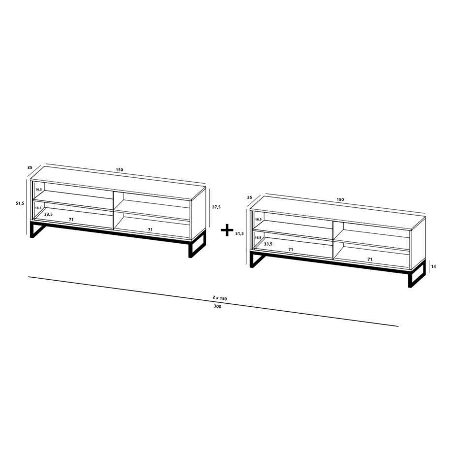 Szafka RTV Glamour pod Telewizor Komoda RTV Glamour Granatowy Mat 300 cm