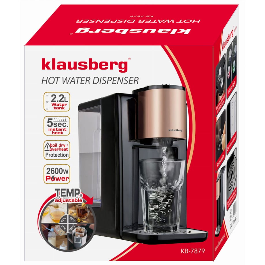 Dozownik dystrybutor podgrzewacz do gorącej wody 2.2L z regulacją temperatury KLAUSBERG