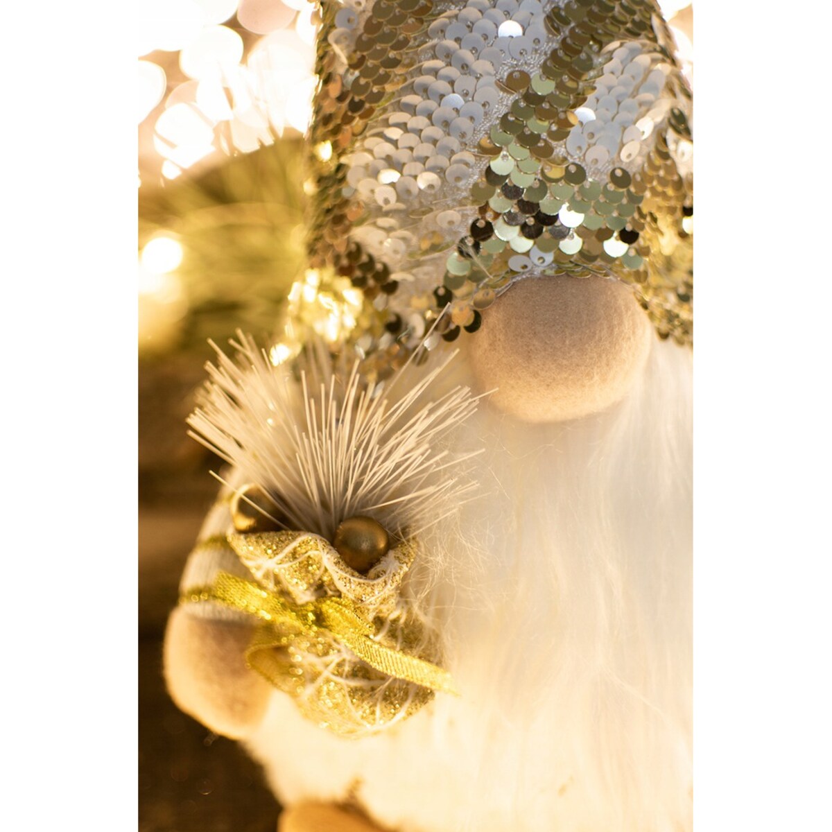 SKRZAT świąteczny KRASNAL gnom Mikołaj DUŻY biały