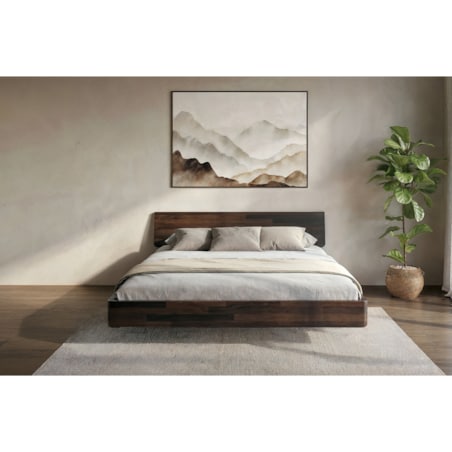 Łóżko lewitujące drewniane bukowe Visby LENA bez szafek / 140x200 cm, kolor palisander