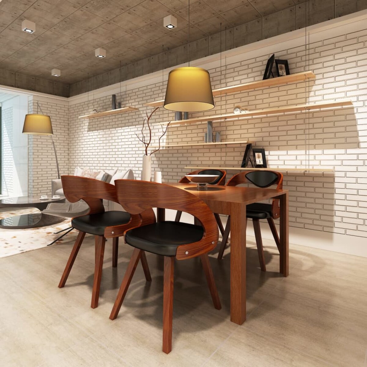 vidaXL Krzesła stołowe, 4 szt., brązowe, gięte drewno i sztuczna skóra