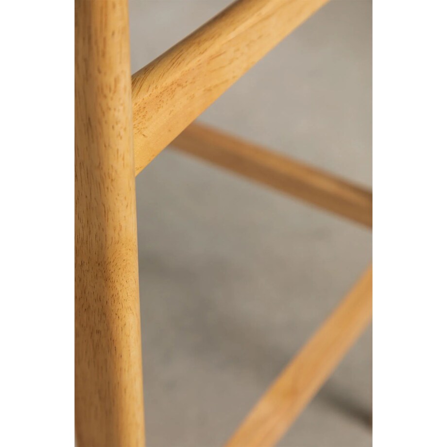 Krzesło barowe z beżowej tkaniny lnianej i drewna Cloda 75 cm