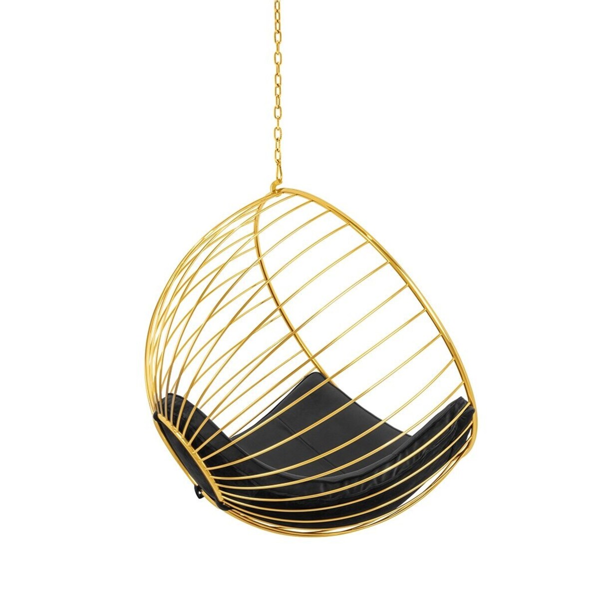 Fotel wiszący PH5994 GABBIA na łańcuchu złoty czarny, King Home