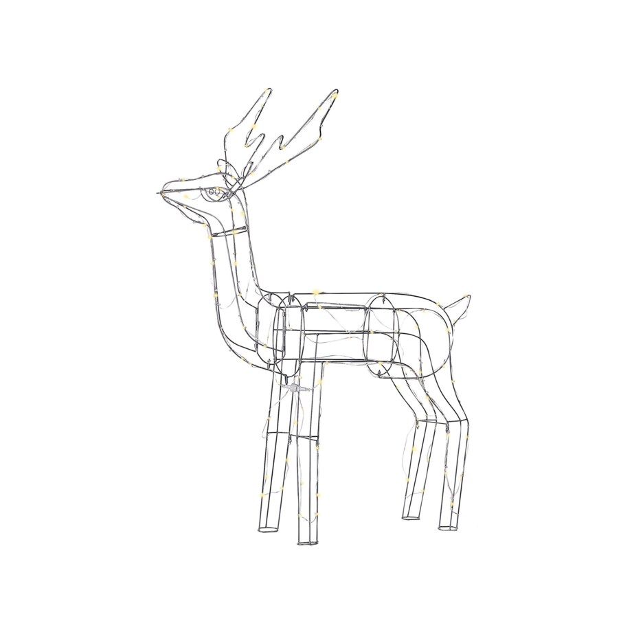 Dekoracja ogrodowa LED jeleń 117 cm srebrna LAUGAR