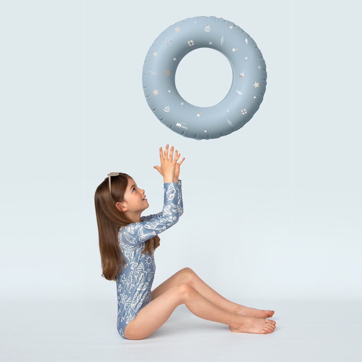 Sipo, Niebieskie Koło Dmuchane Do Pływania Dla Dzieci, 50 Cm, Na Basen I Plażę, 3-6 Lat, 15-30 Kg, Niebieskie