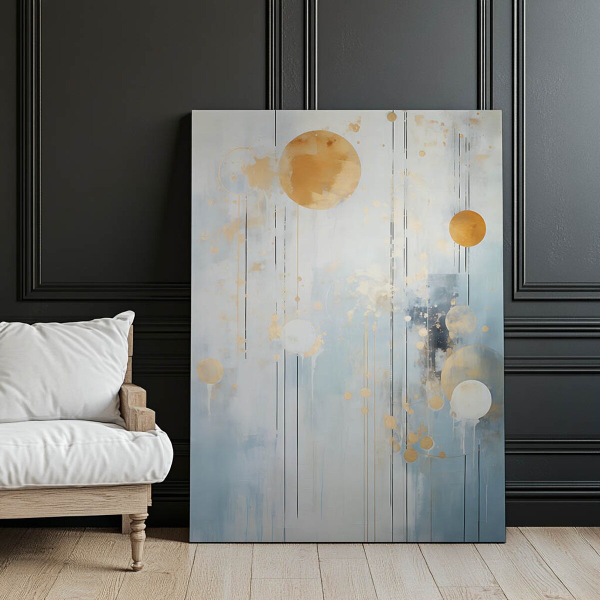 Złoty Minimalizm, 50x70 cm, bez ramy, płótno premium na blejtramie