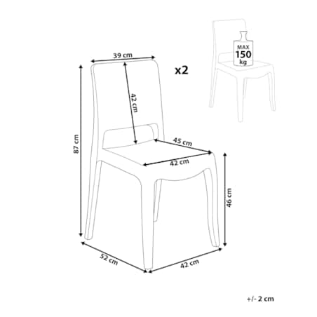 Zestaw 2 krzeseł do jadalni przezroczysty WESTBRIDGE