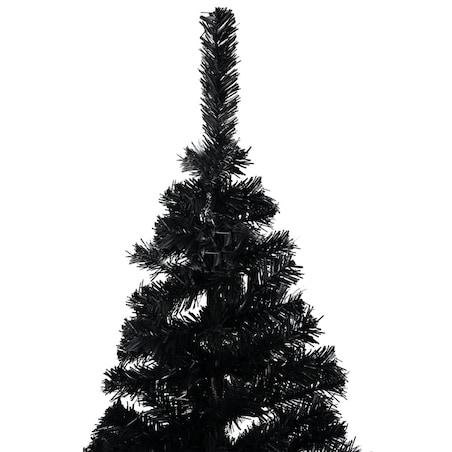 vidaXL Sztuczna choinka z lampkami i bombkami, czarna, 120 cm, PVC