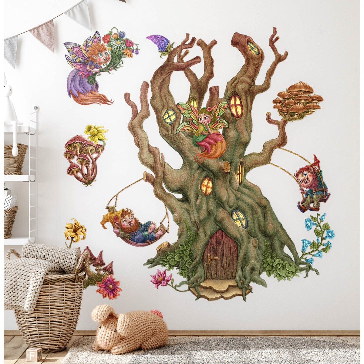Zestaw naklejek na ścianę, Wróżkowy las, 100cm