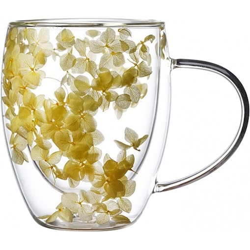 Szklanka termiczna z kwiatami w środku, hortensje 300 ml 1szt SZK153