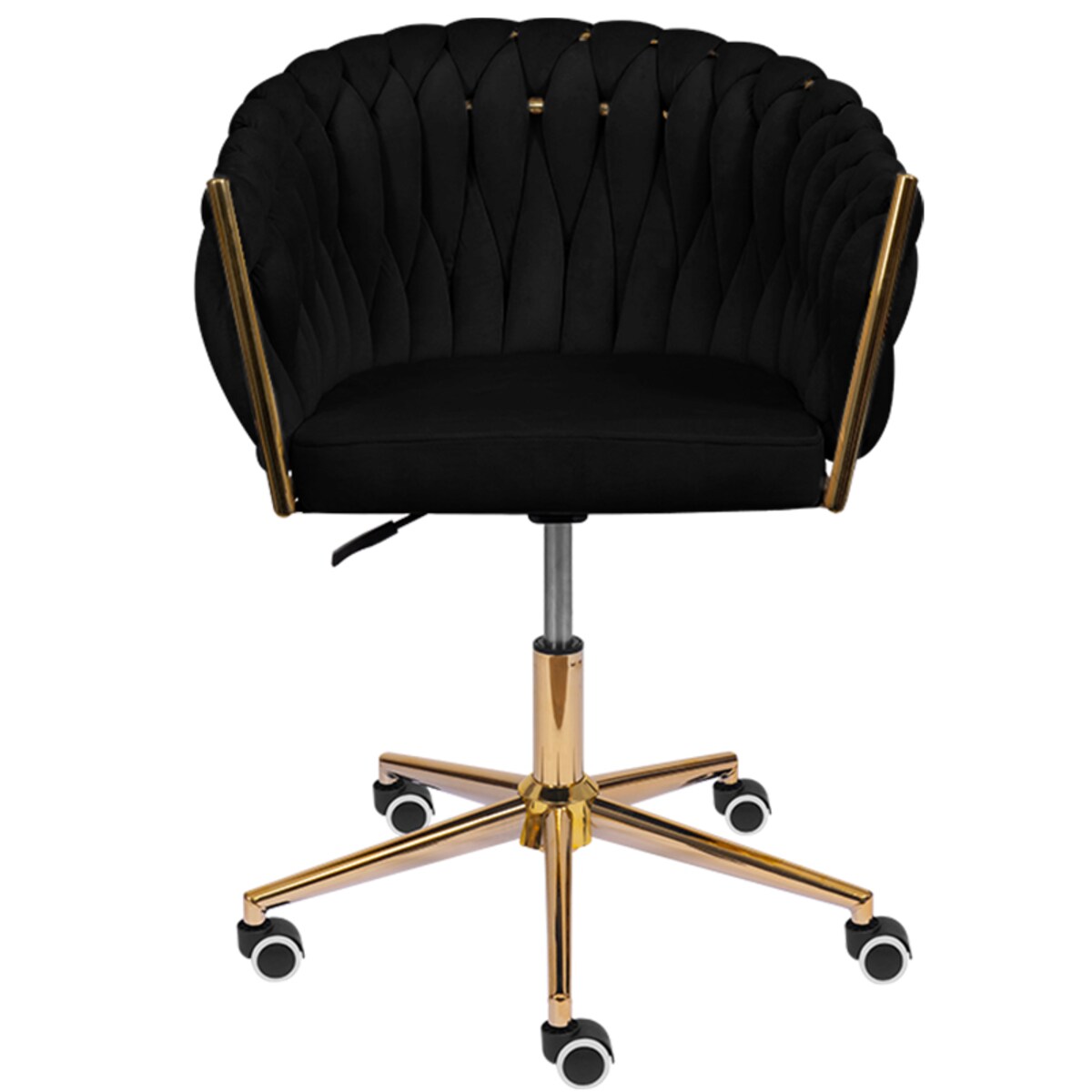 Fotel biurowy krzesło obrotowe regulowane welurowe czarne