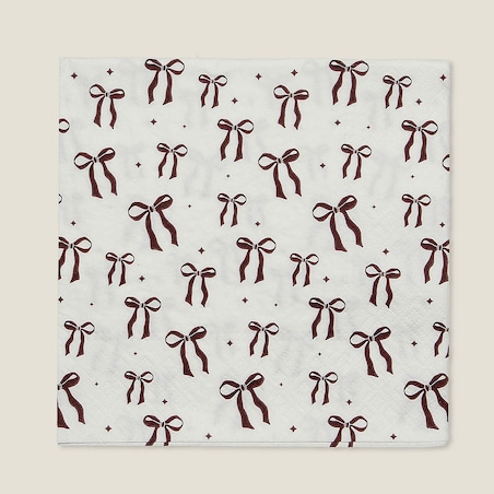 Serwetki świąteczne Ribbon I 20szt. boże narodzenie, święta, świąteczne, biały-czerwony, 16x16x3 cm