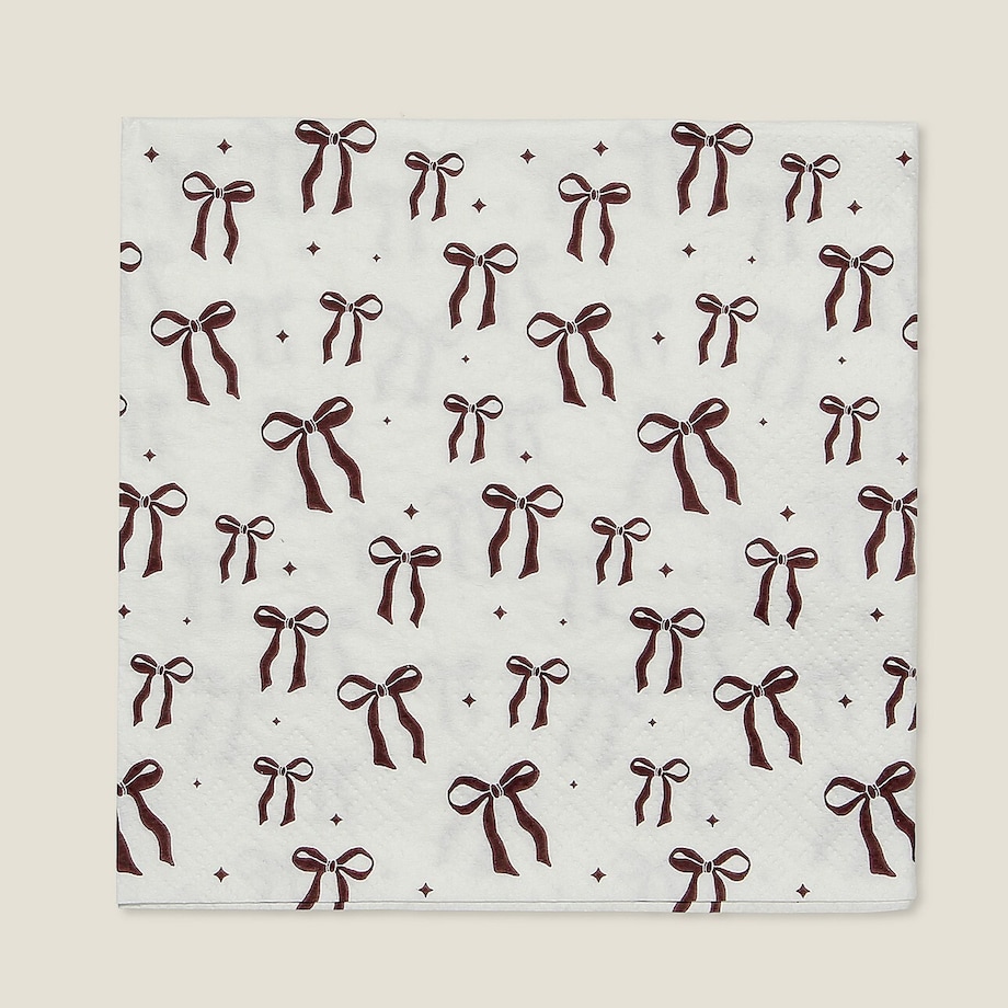 Serwetki świąteczne Ribbon I 20szt. boże narodzenie, święta, świąteczne, biały-czerwony, 16x16x3 cm