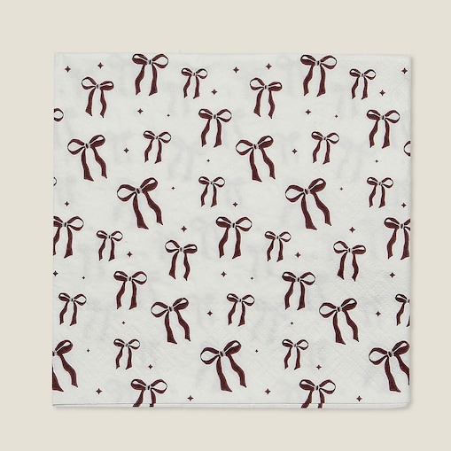 Serwetki świąteczne Ribbon I 20szt. boże narodzenie, święta, świąteczne, biały-czerwony, 16x16x3 cm