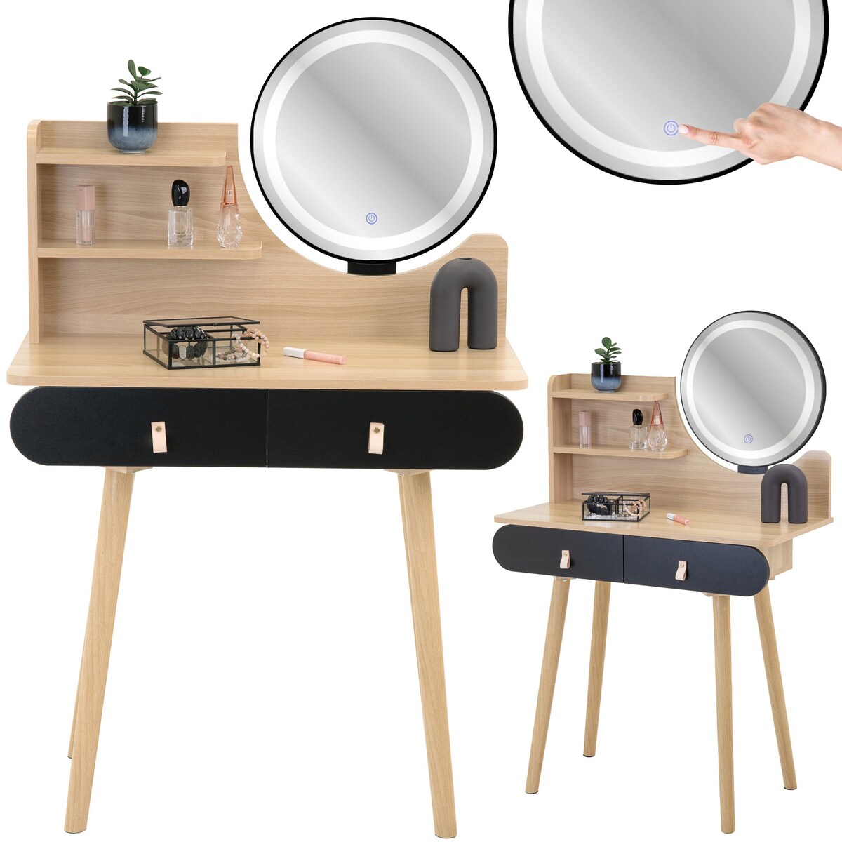 Toaletka kosmetyczna z lustrem LED SCANDI skandynawska