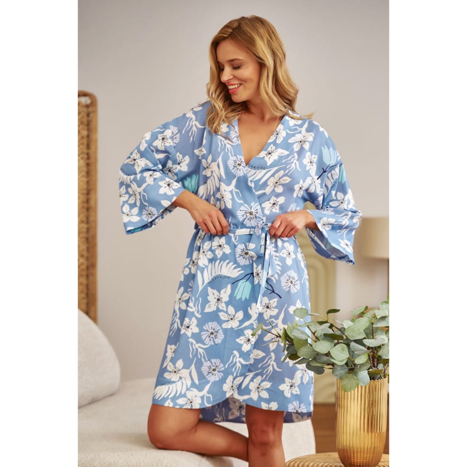 Doctor Nap Niebieski szlafrok damski - L