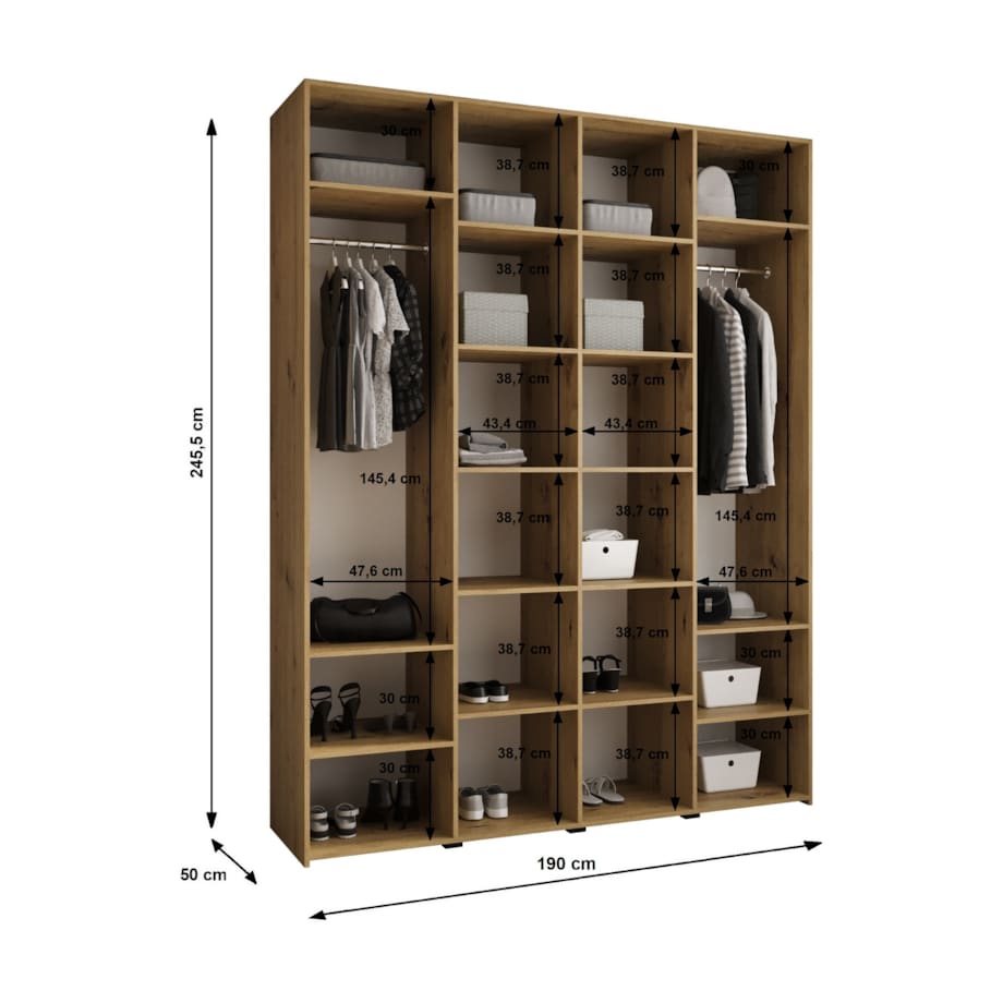 Szafa czterodrzwiowa Como 2 190 gł.50 biały+czarny