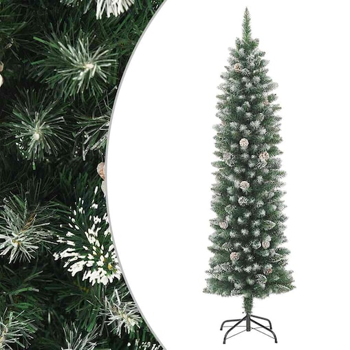 vidaXL Sztuczna, wąska choinka ze stojakiem, 180 cm, PVC