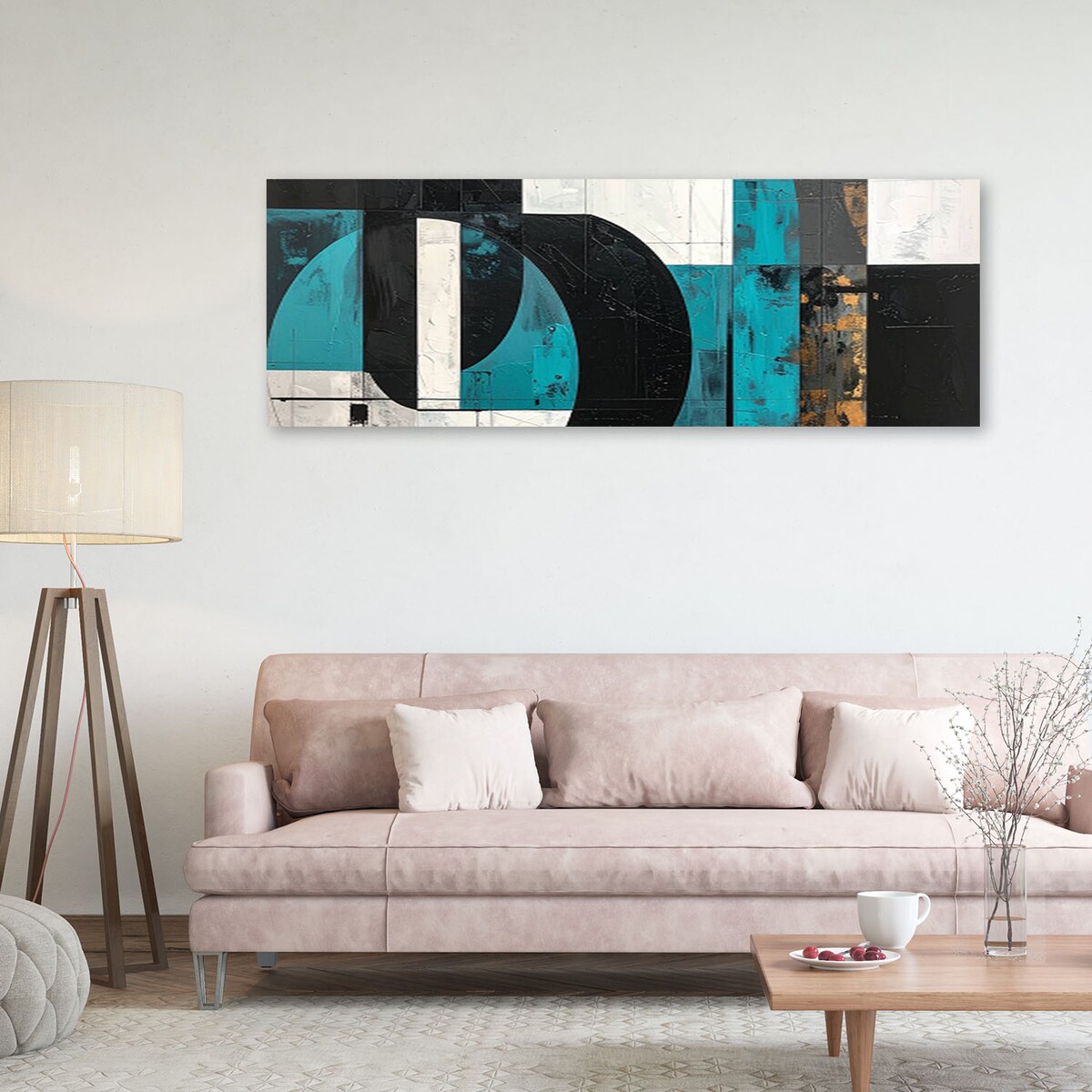 Obraz do salonu sypialni biura, Geometryczne kształty abstrakcja turkusowy