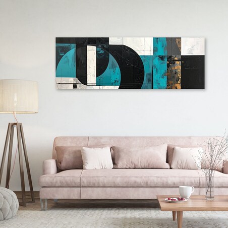 Obraz do salonu sypialni biura, Geometryczne kształty abstrakcja turkusowy