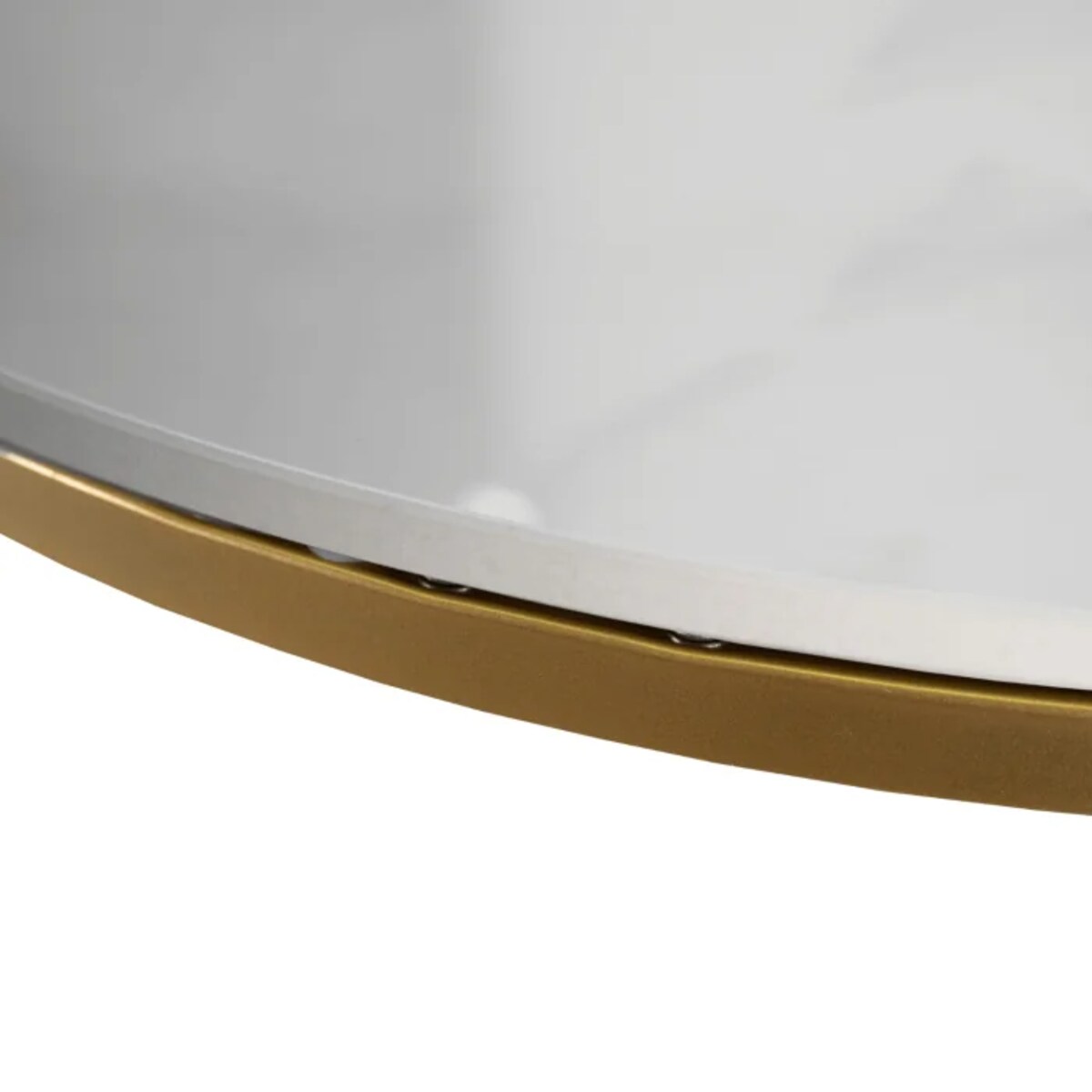 Stolik Kawowy Okrągły Mały Złoty Ława Okrągła Glamour Biały Połysk KORIN