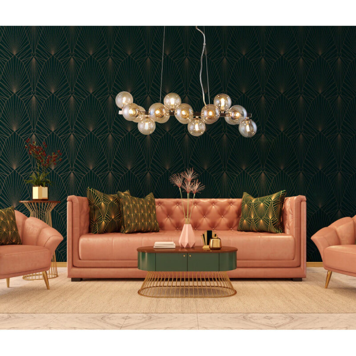 Modernistyczna lampa wisząca Marbelio złote przydymione