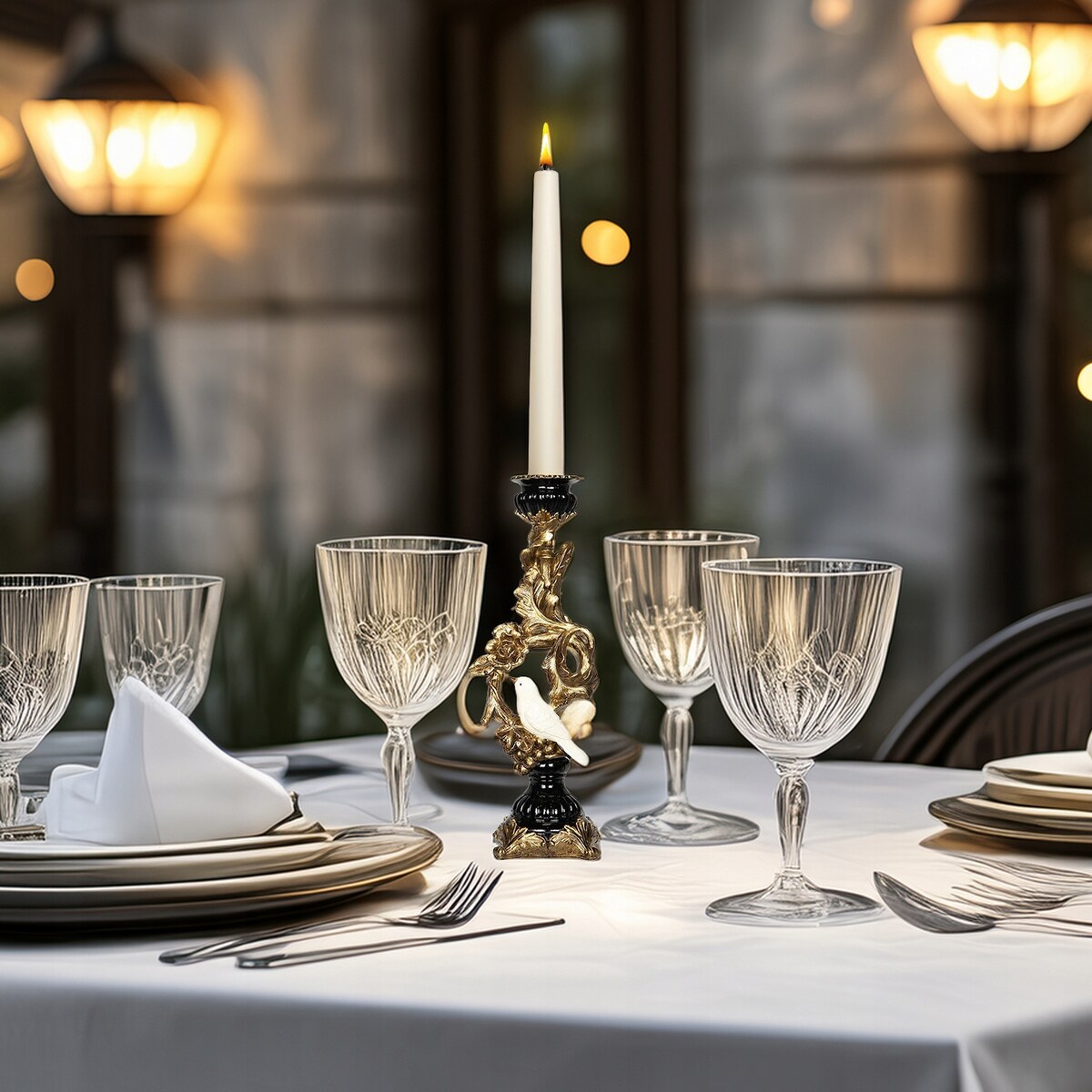 ŚWIECZNIK KANDELABR ZŁOTY RETRO VINTAGE PTAK DO DOMU SALONU SYPIALNI OZDOBA