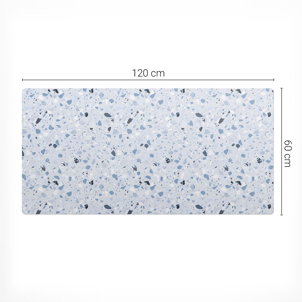 Niebieska mata na biurko Mozaika terrazzo, 120x60 cm