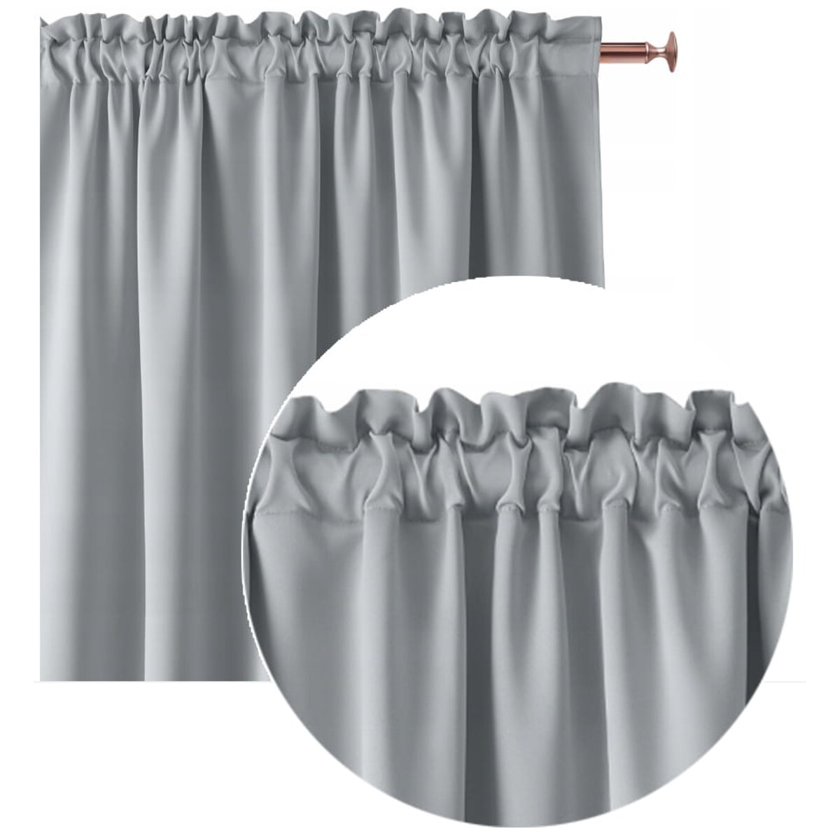 Zasłona Półzaciemniajaca Szara Jasna 140 x 250 Taśma Żabki Gładka Trwała