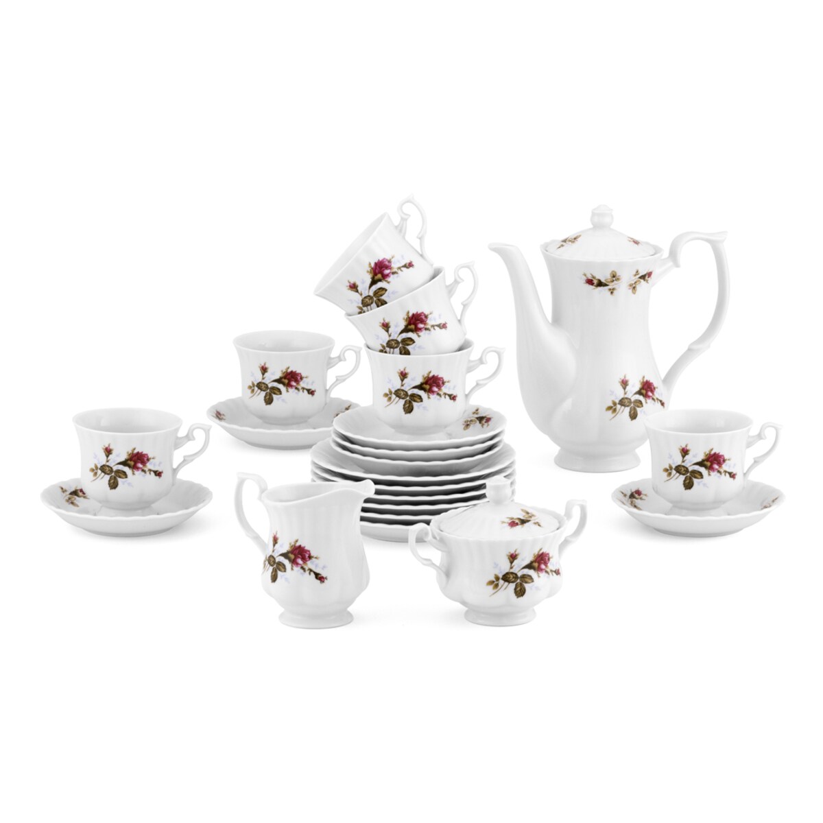 Garnitur do kawy dla 12 osób 39 el. Iwona Chodzieska Róża B026