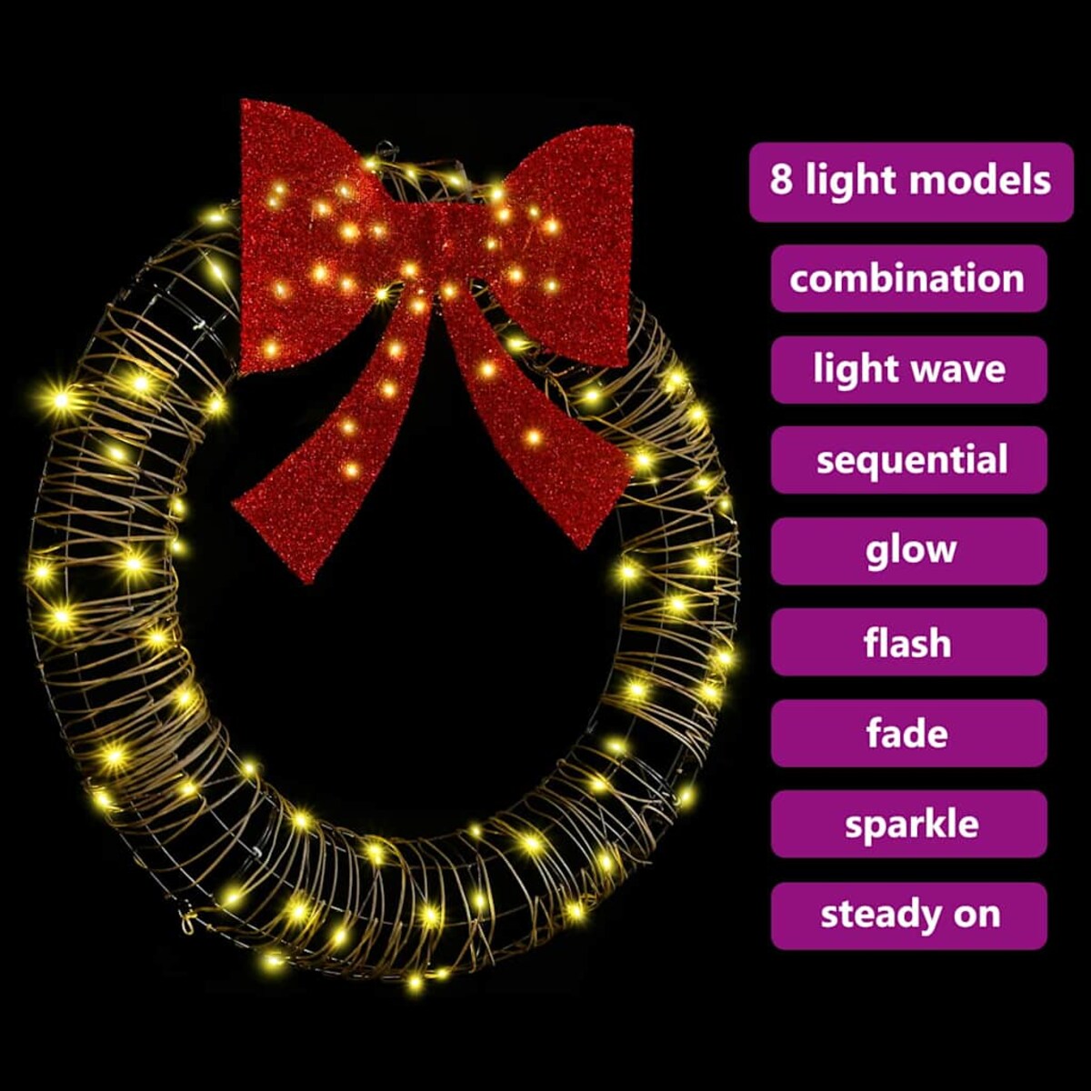 vidaXL Wianek z 80 diodami LED Ciepła biel 90 cm rattan