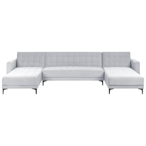 Narożnik rozkładany 5-osobowy welurowy jasnoszary ABERDEEN