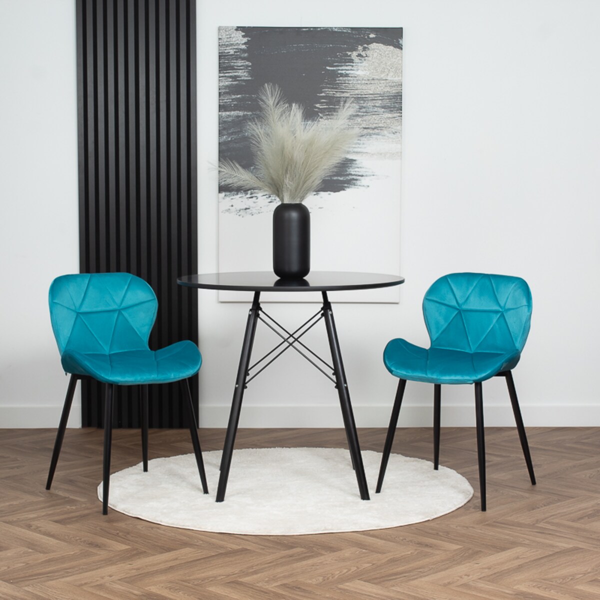 Krzesło tapicerowane welurowe pikowane turkusowe do salonu jadalni