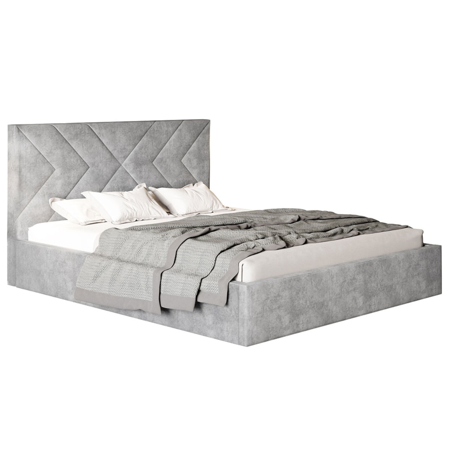 Łóżko tapicerowane 140x200 OLDO 1 z pojemnikiem, tkanina hydrofobowa- szare