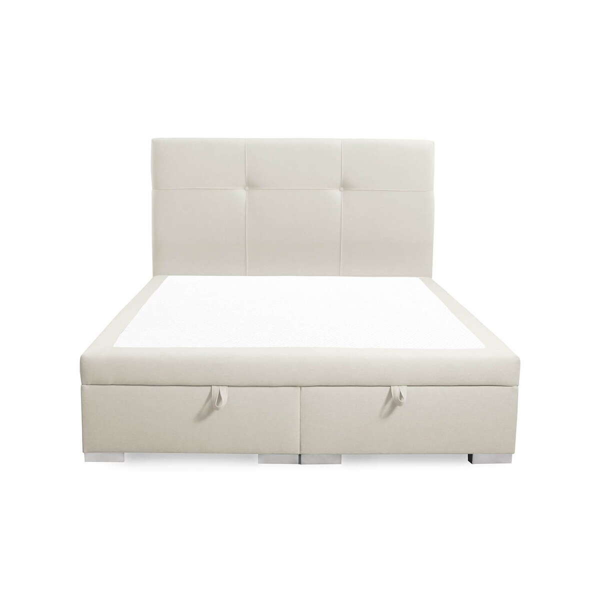 Łóżko tapicerowane BEHATI 140x200 z pojemnikiem, Jasny Beż, tkanina Megan 353